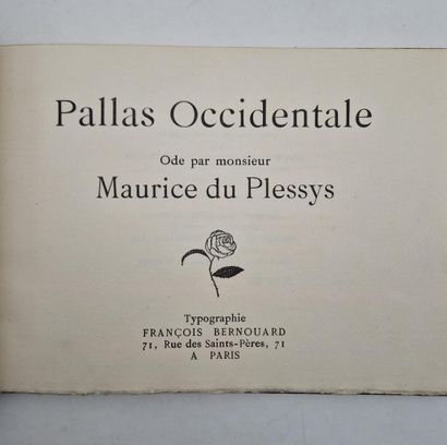 PLESSYS, Maurice du. *Pallas Occidentale*....
