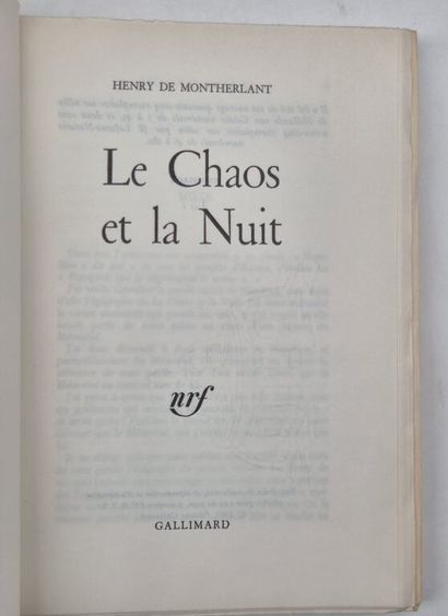 MONTHERLANT, Henry de. A collection of 7...