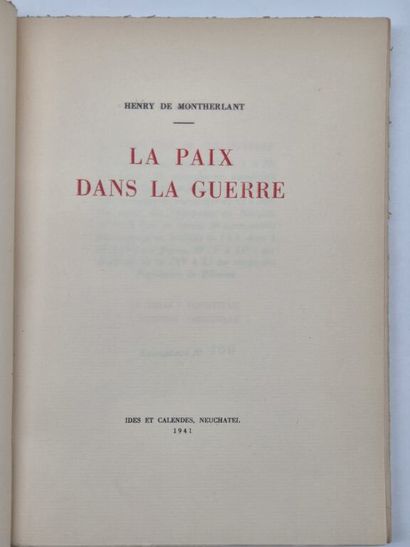 MONTHERLANT, Henry de. A collection of 7...