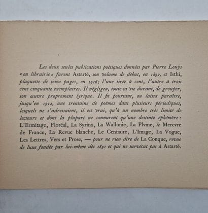 LOUYS, Pierre. *Pervigilium Mortis*.

Paris,...