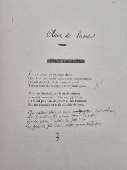 VERLAINE, Paul. *Fêtes galantes*.

A facsimile...