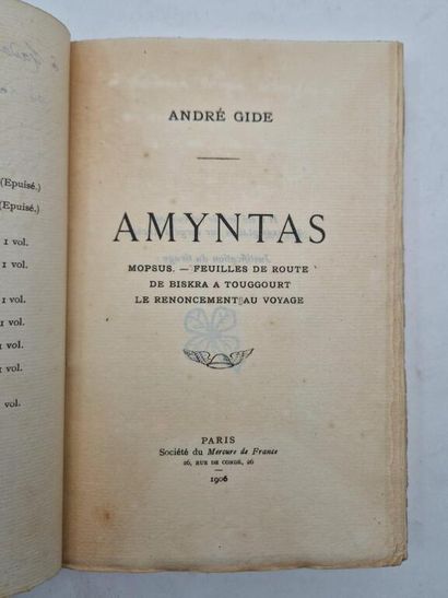 GIDE, André. Amyntas. Mopsus—Travel Notes...