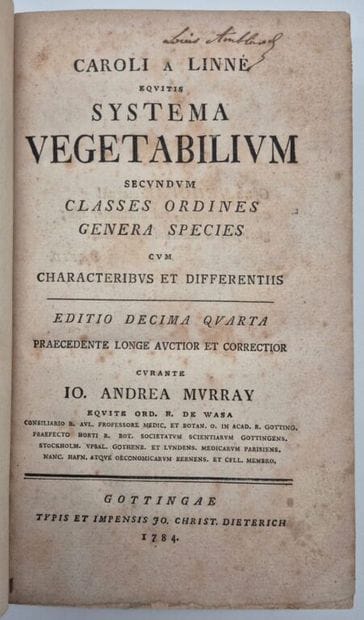 LINNÉ, Carl von. *Systema vegetabilium secundum...