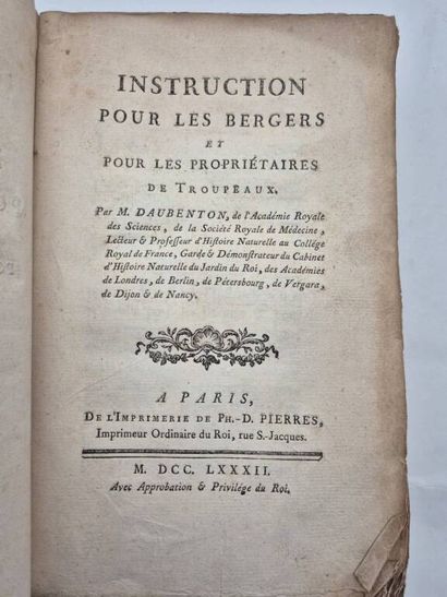 DAUBENTON, Louis Jean Marie. Instructions...