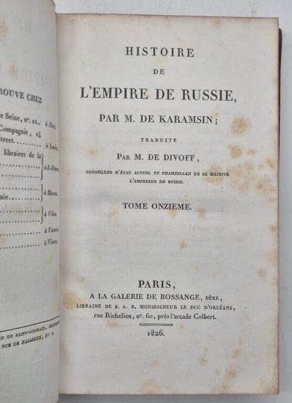 KARAMZIN, Nikolai. History of the Russian...
