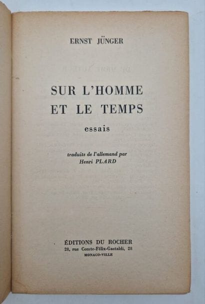 JÜNGER, Ernst. Essay on Man and Time: *Treatise...