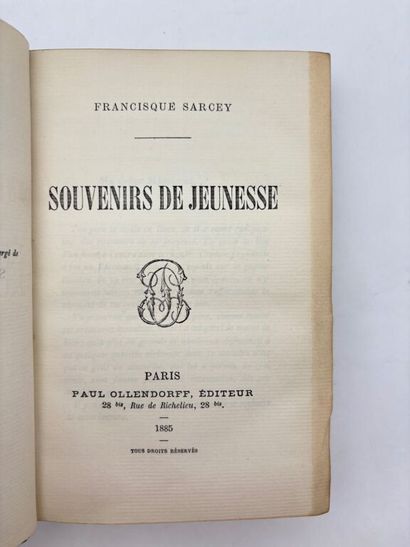 SARCEY, Francisque. Memories of Youth.



A...