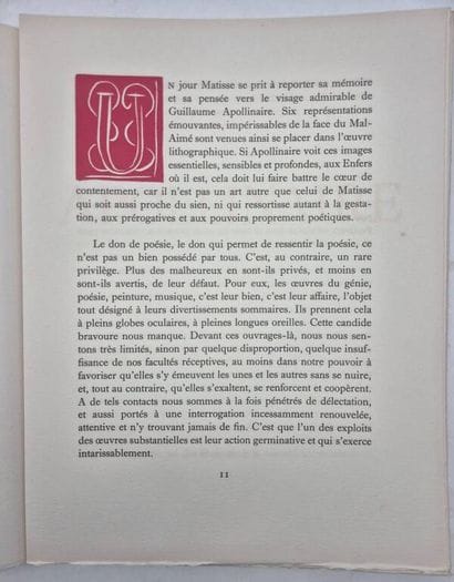 MATISSE, Henri, and ROUVEYRE, André. Apollinaire.

A...