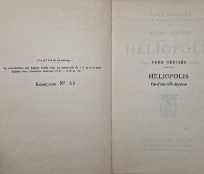 JÜNGER, Ernst. Heliopolis.

Paris, Plon,...