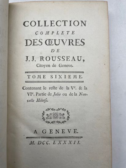 ROUSSEAU (Jean-Jacques). Complete Works of...