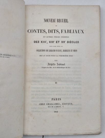 JUBINAL, Achille. A New Collection of Tales,...