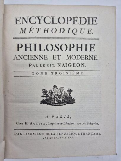 NAIGEON, Jacques-André. Encyclopédie méthodique....