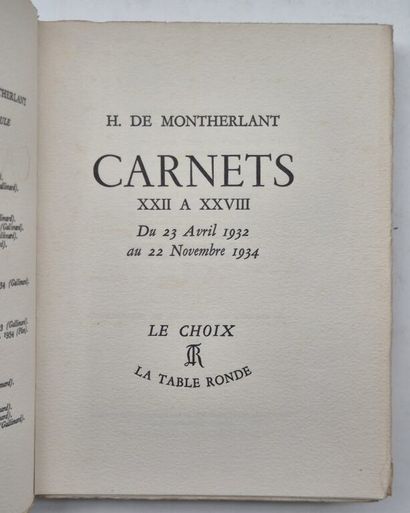 MONTHERLANT, Henry de. A collection of 7...