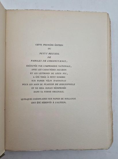 VALERY, Paul. A Small Collection of Occasional...