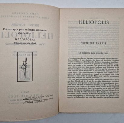 JÜNGER, Ernst. Heliopolis.

Paris, Plon,...