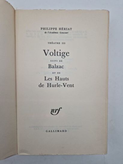 HERIAT, Philippe. Théâtre III. Voltige, followed...