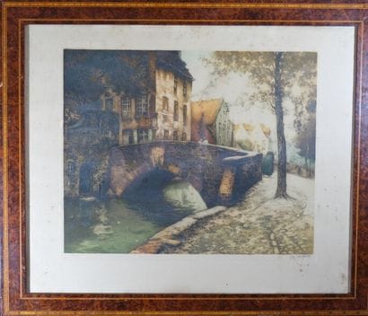 Alfred VAN NESTE (1874-1969). 
Pont à Bruges...