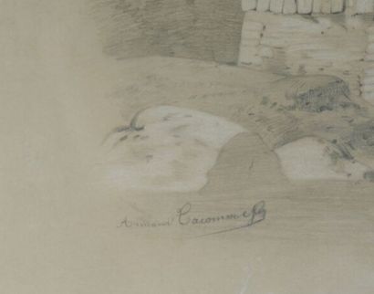 Ensemble de 2 dessins comprenant : 
La Chaumière....