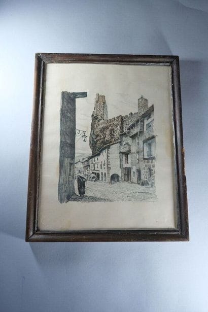 Ensemble de 6 gravures encadrées dont :
-...