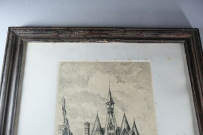 Ensemble de 6 gravures encadrées dont :
-...