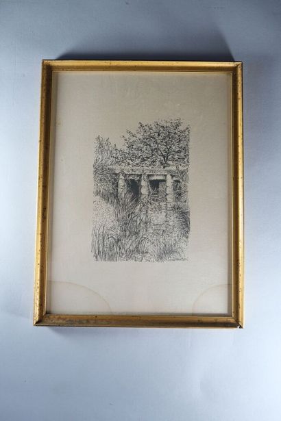Ensemble de 6 gravures encadrées dont :
-...