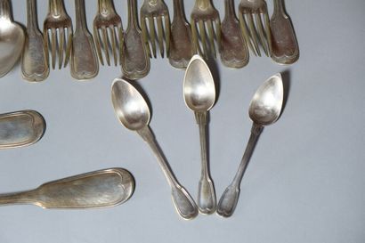 Partie de ménagère à double filets, certaines...