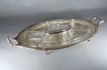Plateau à condiments ou à apéritifs en métal...