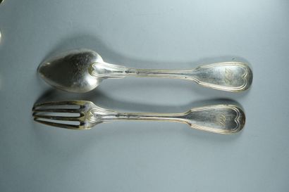 Partie de ménagère à double filets, certaines...