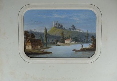 École française, vers 1850. 
Barques de pêcheurs...
