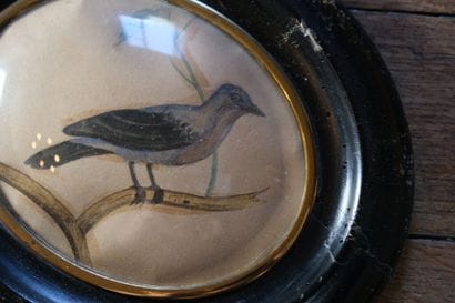 École naïve, vers 1880. 
Oiseau sur un branchage....