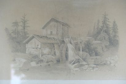 Ensemble de 2 dessins comprenant : 
La Chaumière....