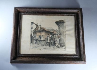 Ensemble de 6 gravures encadrées dont :
-...