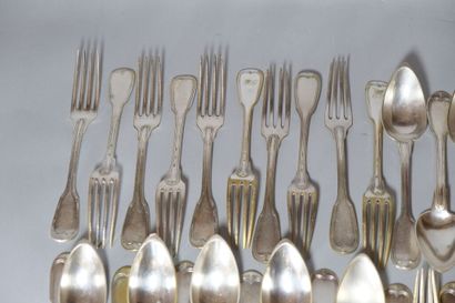 Partie de ménagère à double filets, certaines...