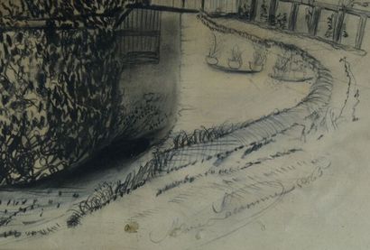 Ensemble de 2 dessins comprenant : 
La Chaumière....