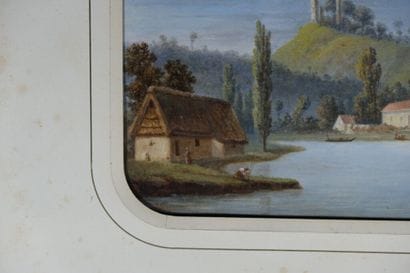 École française, vers 1850. 
Barques de pêcheurs...
