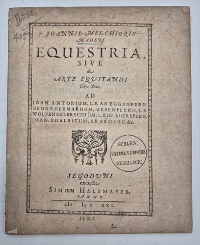 [EQUIDIA]MADER, Joannes Melchior. Equestria,...