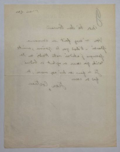 COCTEAU, Jean. Lettre autographe signée adressée...