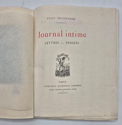 SULLY PRUDHOMME. Journal intime. Lettres...