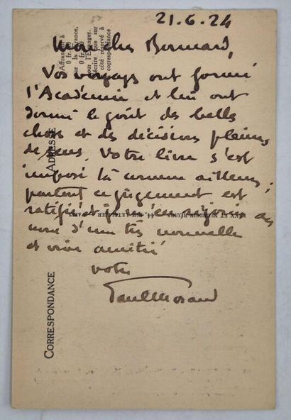 MORAND, Paul. 1 lettre et 1 carte postale...