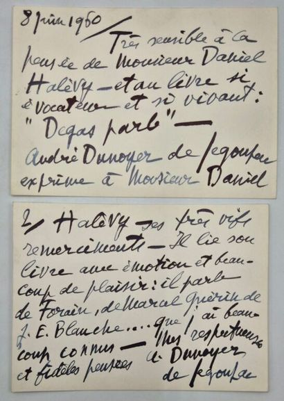 DUNOYER DE SEGONZAC, André. Deux cartes postales...