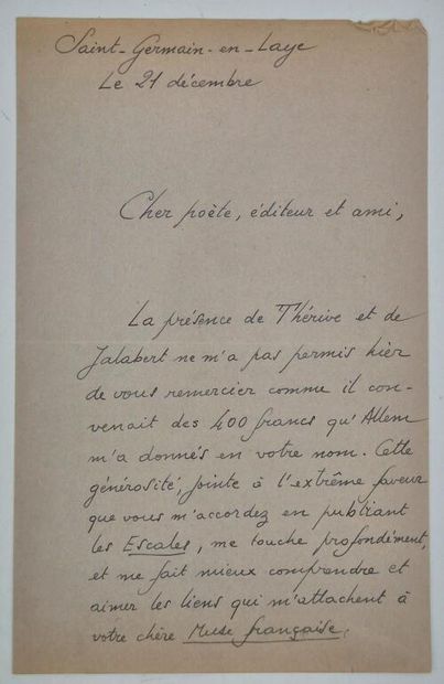 REY, Maurice. Manuscrit recopié de ses parutions...