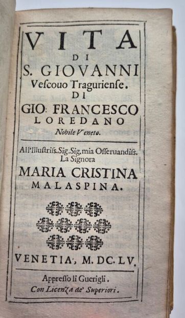 LOREDANO, Giovan Francesco. Six oeuvres dont...
