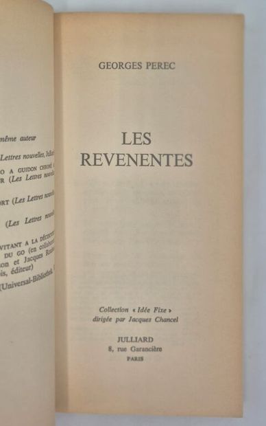 PEREC, Georges. Les Revenentes.

Paris, Julliard...