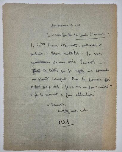 MAURIAC, François. Carte-lettre autographe...