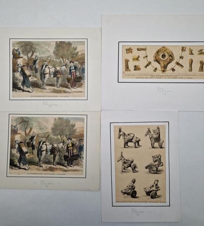 [CHYPRE]. Ensemble de 16 gravures en couleurs...