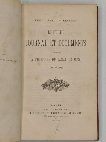 LESSEPS, Ferdinand de. Lettres, journal et...
