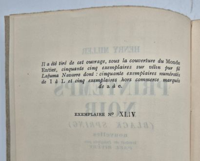 MILLER, Henry. Printemps noir (Black Spring).

Paris,...
