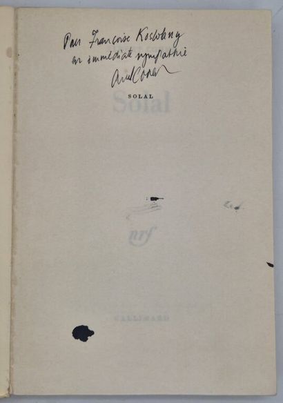 COHEN, Albert. Solal.

Paris, Gallimard,...