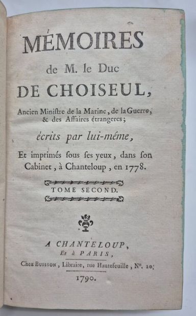 CHOISEUL, Étienne-François de. Mémoires de...