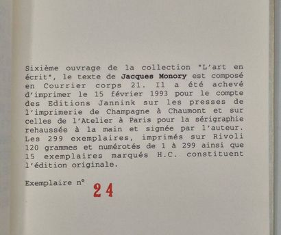 MONORY, Jacques. 3'30''.

Paris, Jannink,...